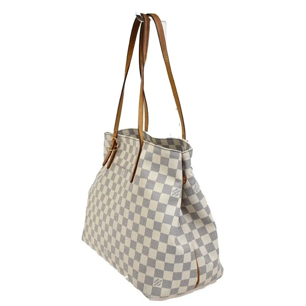 LOUIS VUITTON Cabas PM Shoulder Bag Damier Azur Leather White N41376 72FB897